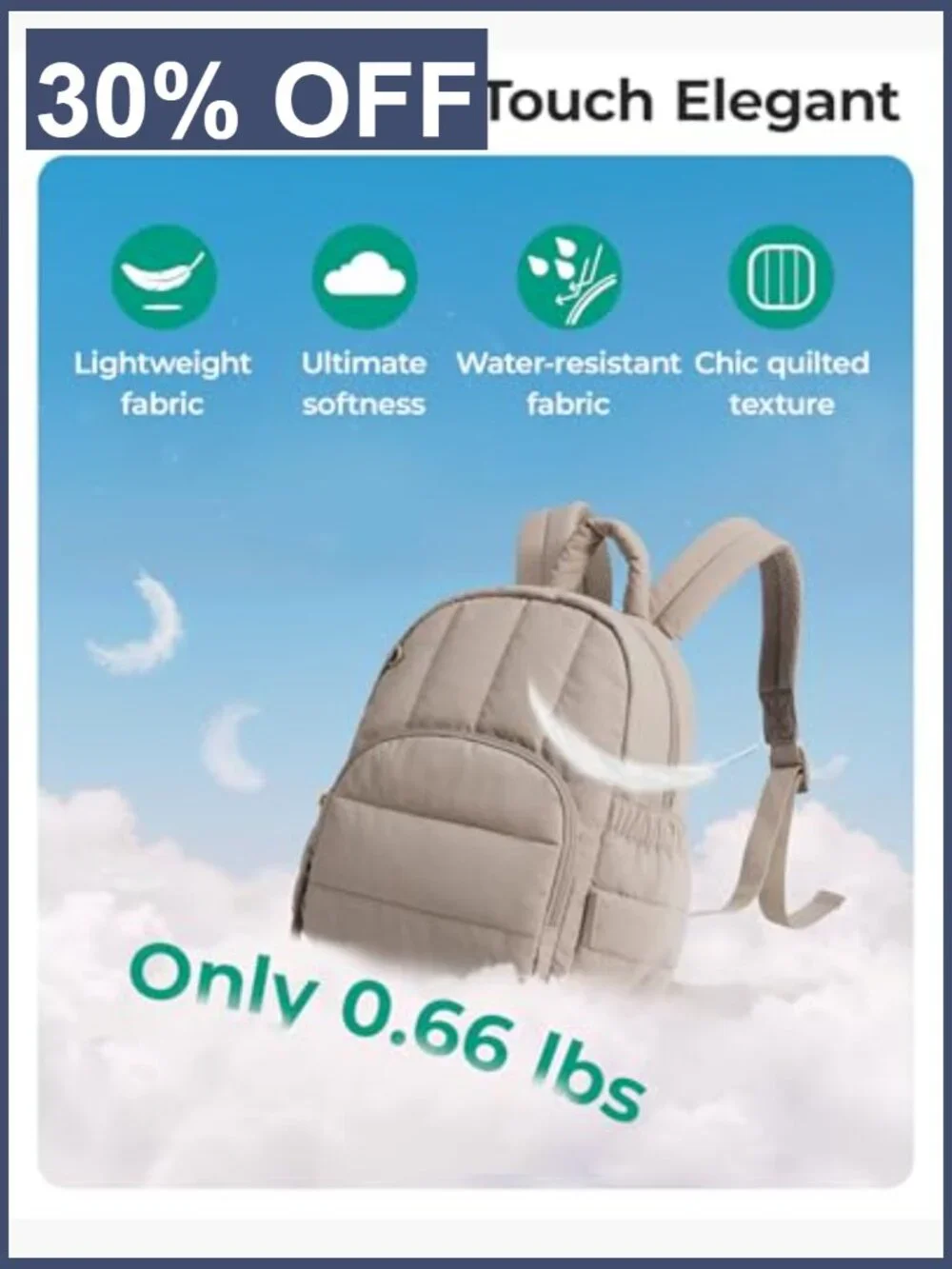 Mini Quilted Puffer Backpack Women's Water Resistant Daypack with Anti-Theft